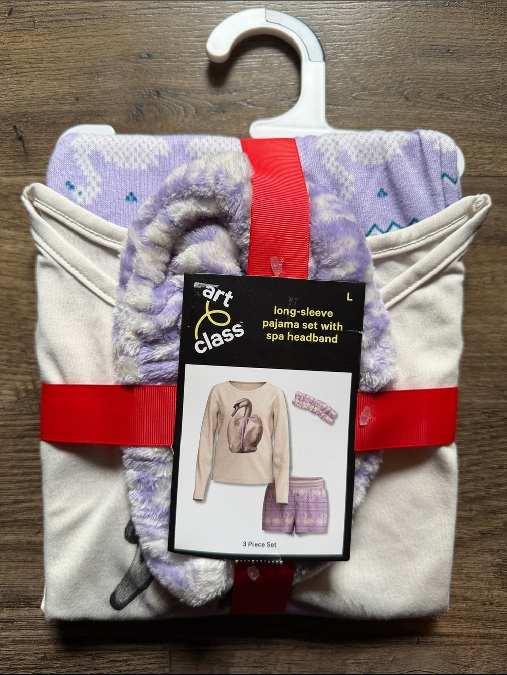 art class Lavender and Cream Girls' 3-Piece Pajama Set with Spa Headband